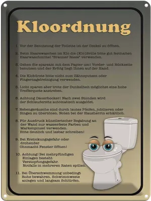 Produktbild von vianmo Blechschild 40x30 cm Kloordnung Toilette WC Regeln