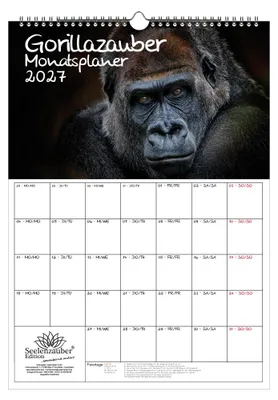 Produktbild von Gorillazauber Planer DIN A3 Kalender für 2027 Affen - Seelenzauber
