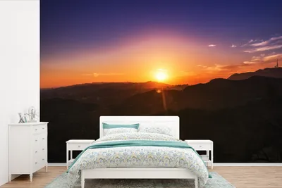 Produktbild von MuchoWow® Fototapete für Wohnzimmer oder Schlafzimmer Wandtapete Vinyl Motivtapete Sonnenuntergang über den Bergen - 525x350 cm - Das Hintergrundbild