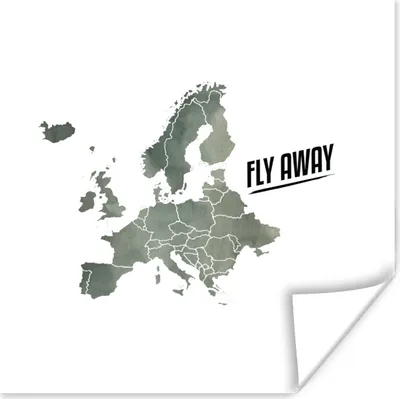 Produktbild von MuchoWow® Poster Karte - Europa - Aquarell - Briefe 50x50 cm - Wohnzimmerdekoration