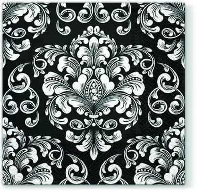 Image de 20 Servietten Beautiful Moments noir - Florale Ornamente schwarz 33x33cm