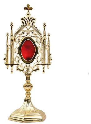 Monstranz 35cm, Messing, Gold, handgefertigt, Reliquienbehälter