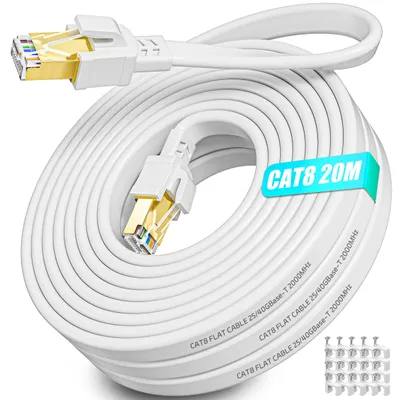 Produktbild von Soibke LAN Kabel 20 Meter, Cat 8 Ethernet Netzwerkkabel 20m Flach Weiß