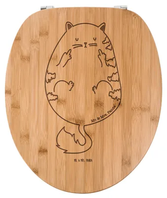 Produktbild von Mr. & Mrs. Panda Klobrille Katze Mittelfinger - Transparent - Geschenk, Toilettendeckel, Tiger, Katzen, Cat, Cats, bambus wc sitz, Brille, holz toilettensitz, Genervt