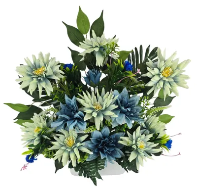 Künstliches Blumenarrangement, Dahlien, blau, 70x20x60 cm