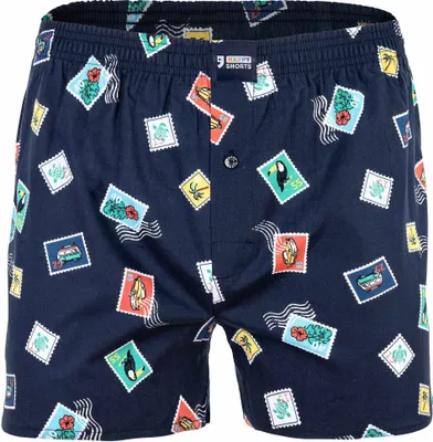 Produktbild von Happy Shorts Herren Webboxershorts - American Style, Baumwolle, gemustert Stamps L