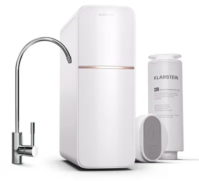 Produktbild von Klarstein Osmose-Wasserfilter-System für Umkehrosmose, 600GPD Untertisch Wasserfilter-System für Trinkwasser, 5-Stufen-Filtration, 2 Filter, Erreicht 99,99% Reinheit, Schnelle RO-Umkehrosmoseanlage