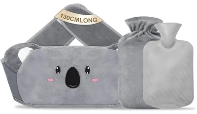 Obrázek produktu pro Ohřívací vložka do pásku, objem 1 litr, Koala, šedá, s plyšovým potahem, délka 130 cm