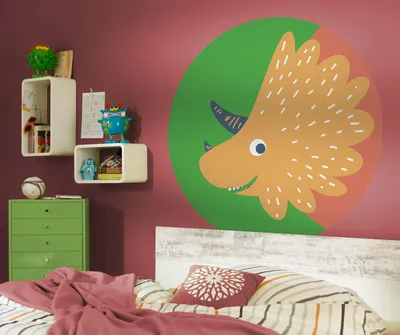 Produktbild von Komar Vlies Fototapete rund und selbstklebend "Little Dino Trice" - Größe: 128 x 128 cm (Breite x Höhe) - 1 Stück