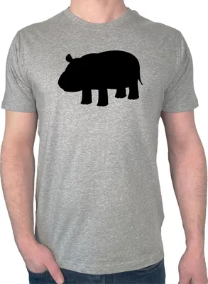 Produktbild von Huuraa Herren T-Shirt Nilpferd Silhouette L Sport Grey Bio Baumwolle Fairtrade Herrenshirt Geschenkidee