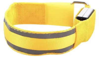 Obrázok produktu pre Reflexný bežecký pás – Reflexné svetlá na behanie – Žltý športový pás – LED osvetlenie – Napájané batériami – Nylon – CHPN