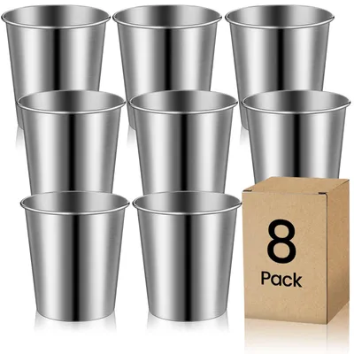 8er Set Edelstahlbecher 260 ml, stapelbar, Schnapsglas