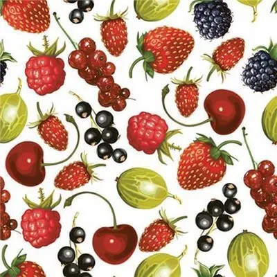 Produktbild von 20 Servietten Summer Fruits allover - Leckere Beeren 33x33cm