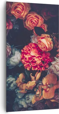 Produktbild von Bild auf Leinwand - Leinwandbild - Einteilig - Blumenstrauß Blumen Rosen - 65x120cm - Wand Bild - Wanddeko - Wandbilder - Leinwanddruck - Bilder - Wanddekoration - Leinwand bilder - PA65x120-5002