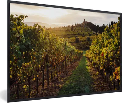 Produktbild von MuchoWow® Gerahmtes Poster Toskana - Landschaft - Weinberge 90x60 cm - Poster mit Schwarzem Bilderrahmen Wandposter Rahmen Foto Bilder - Fotorahmen - Foto-Plakat