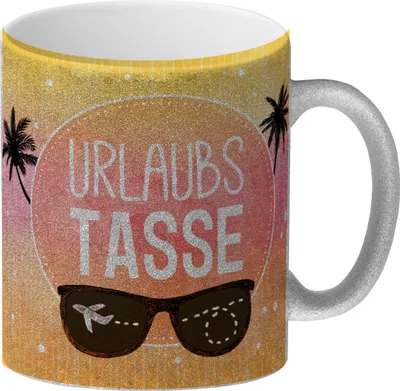 Produktbild von Urlaubsbecher Glitzer-Glitzer-Kaffeebecher mit sommerlichem Urlaub Motiv