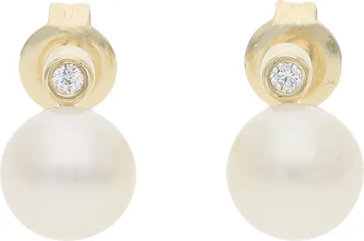 Produktbild von JuwelmaLux Perlenohrstecker Süßwasser mit Zirkonia Gold 333 JL10-06-3576