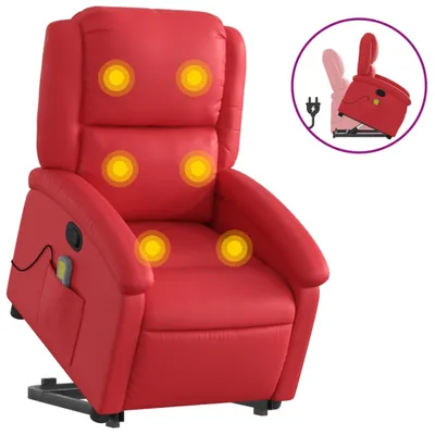 Produktbild von Massagesessel mit Aufstehhilfe Rot Kunstleder