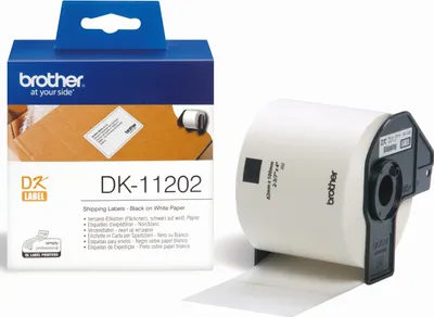 Zdjęcie produktu dla Brother DK-11202, Czarny na białym, 300 szt., DK, Biały, bezpośrednio termiczny, Chiny