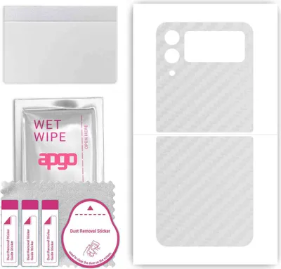 Produktbild von apgo Rückseite Schutzfolie, Skin, kompatibel mit Samsung Galaxy Z Flip4, Hinten Displayschutzfolie aus Vinylfolie, kratzfest, einfache Montage - Transparenter Kohlenstoff