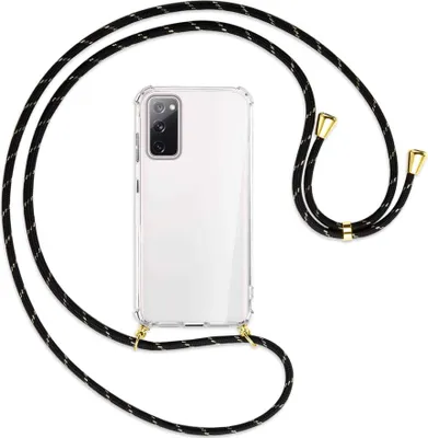 Produktbild von Handykette Backcover-Schutzhülle mit Band (Metall goldfarben) für Samsung Galaxy S20 FE / Lite - schwarz/gold