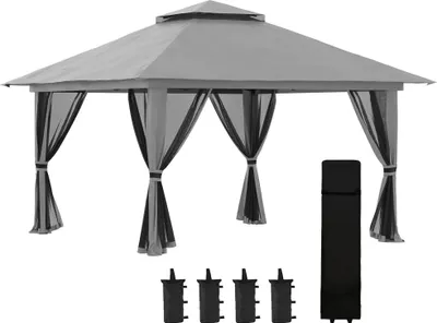 Image de Tente pliante pop-up - Tente de jardin - 4 x 4 x 2,8 m - Hauteur réglable - Protection UV50+ - Tissu Oxford