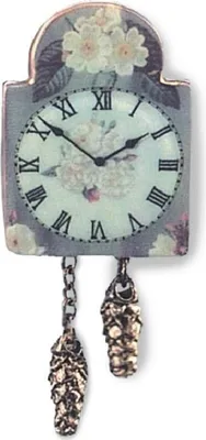 Image de Horloge murale miniature en porcelaine « Rose anglaise » avec chiffres romains