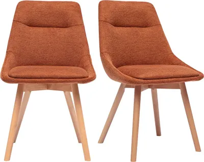 Produktbild von Miliboo - Stühle aus strukturiertem Samtstoff in gebrannter Erde und hellem Holz (2er Set) ALESS