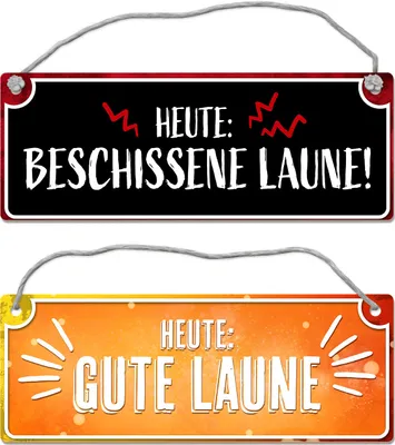 Produktbild von Gute Laune - Beschissene Laune Wendeschild mit Kordel Schild Türschild Dangler
