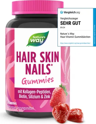 Produktbild von Hair Skin Nails Gummies 4-in-1 – Biotin, Zink & Selen, Erdbeer-Geschmack