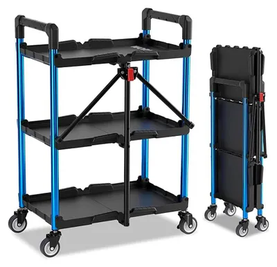 Image de Chariot à Outils Pliable à Trois Niveaux, 61 X 44 X 88,5 Cm