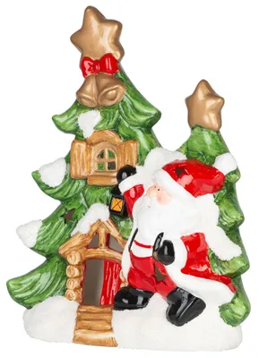 Immagine prodotto di Decorazione natalizia MagicHome, Albero con Babbo Natale, LED, terracotta, 27,3 x 11 x 34 cm