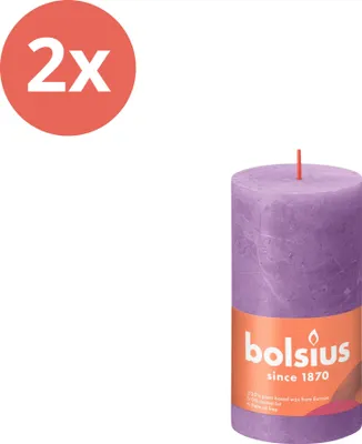 Image de Bolsius - Bougie rustique - 130/68 - 1 par paquet - Violet vif - Pack avantage - 2 pièces