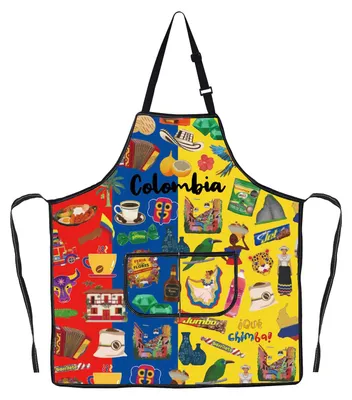 Kolumbien-Schürze mit Tasche, 49x68 cm, rot-blau-gelb, wasserdicht