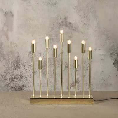 Produktbild von Tischleuchte Pix - Fensterleuchter - 9-flammig - E14 Fassung - H: 50cm, L: 42cm - Schalter - gold
