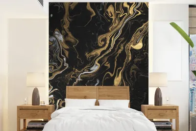 Produktbild von MuchoWow® Fototapete für Wohnzimmer oder Schlafzimmer Wandtapete Vinyl Motivtapete Marmor - Silber - Gold - Abstrakt - 195x260 cm - Wandbild