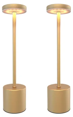 Produktbild von Ledvion 2x Wiederaufladbare LED Tischleuchte Messinggold dimmbar