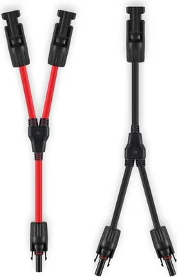 Produktbild von 6 mm² Solarkabel Y-Verteiler 1 Paar Solarpanel Y 10AWG Stecker Rot Schwarz, Fotovoltaik Kabel, geeignet für Solaranlage Photovoltaik