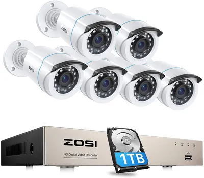Produktbild von ZOSI 8CH 1080P Full HD DVR mit 1TB HDD und 6X2MP Außen Überwachungskamera Sicherheit Set, H.265+, 20M IR Nachtsicht