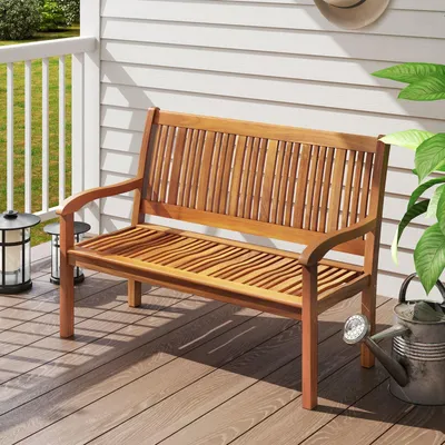 Produktbild von Holzbank für den Garten – Gartenmöbel – Zweisitzerbank – Terrassenbank – Ergonomische Rückenlehne