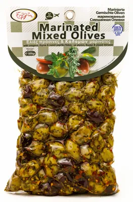 Produktbild von ELLIE 14686 Würziger Olivenmix Grün/Schwarz 500g vakuumverpackt von Kreta