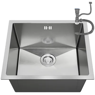 Produktbild von ANW HOME Edelstahl Unterbauspüle 47x45 cm – Küchenspüle Edelstahl 304 Nano, 1 Becken, 22 cm Tiefe, Spülbecken Küche Unterbau inkl. Siphon