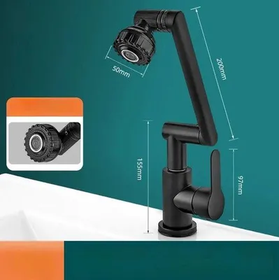 Obrázek produktu pro Univerzální otočná kuchyňská a koupelnová baterie z nerezové oceli, teplá a studená voda, multifunkční