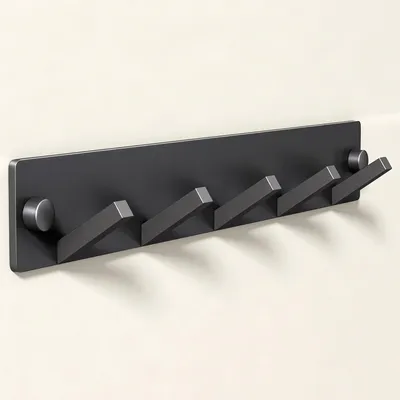 Produktbild von doporro Garderobenhaken Edelstahl, Kleiderhaken Wand mit 5 Haken, selbstklebend & ohne Bohren Matt schwarz für Jacken, Handtücher Stalo-05