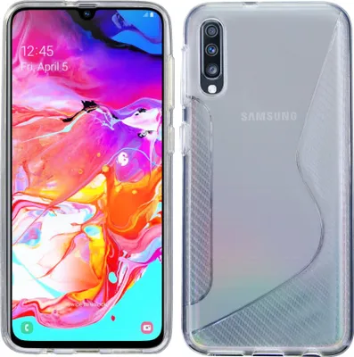 Produktbild von cofi1453® S-Line Hülle Bumper kompatibel mit Samsung Galaxy A70 (A705F) Silikonhülle Stoßfest Handyhülle TPU Case Cover Transparent