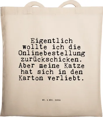 Produktbild von Mr. & Mrs. Panda Einkaufstasche Eigentlich wollte ich die... - Transparent - Geschenk, Tasche, baumwoll shopper, Herrchen, Beutel, Spruch, Laptoptasche, Shopping, Haus