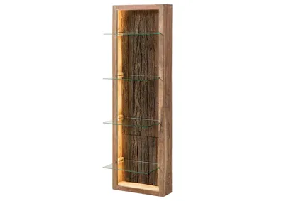 Produktbild von MASSIVMOEBEL24.DE Hängevitrine Akazie 45x30x145 natur lackiert BARK #104