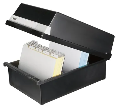 Produktbild von HAN 955-13D Karteikasten DIN A5 quer, für 1.300 Karten, inkl. 2 Stützplatten und verschiebbaren Sichtreitern