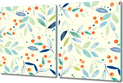Produktbild von Herd-Abdeckplatte Glas Schneidebrett Ceranfeld-Abdeckung - 2x 40x52 cm - Exotische Blätter