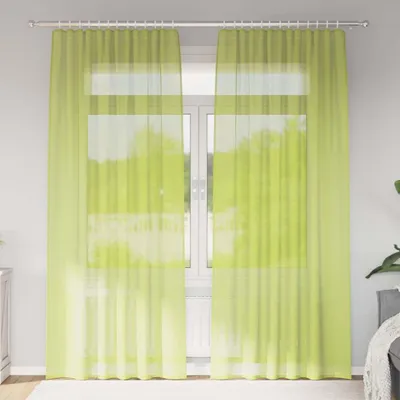 Produktbild von Möbel Voile Vorhänge mit Stangentaschen 2 Stk. Apfelgrün - Gardinen & Vorhänge CC3804